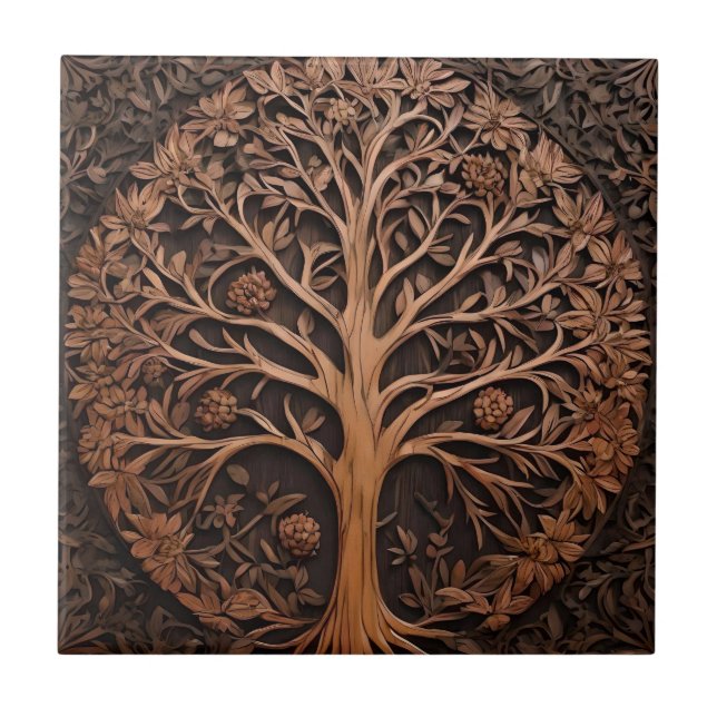 3D Warah Träd Wood Print, Kakelplatta (Framsidan)
