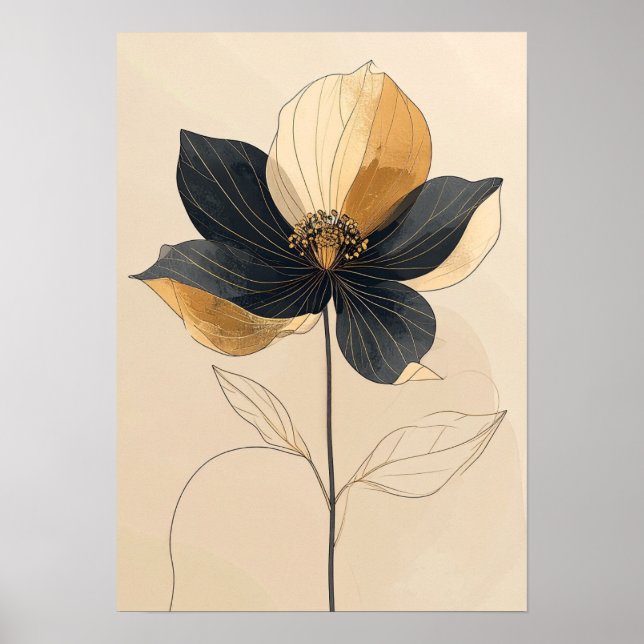 3D White Anemone Floral Bas-Relief Wall Art - Marb Poster (Framsidan)