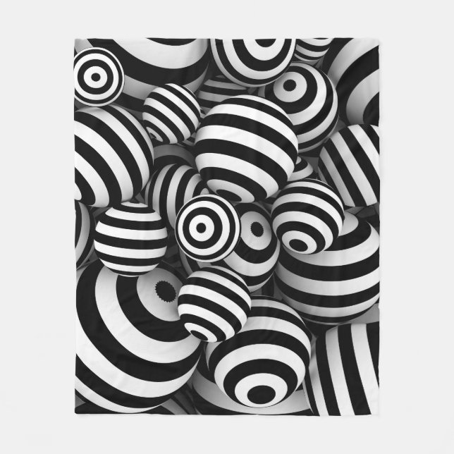 3D White Bollar Black Linjer Fleecefilt (Framsidan)