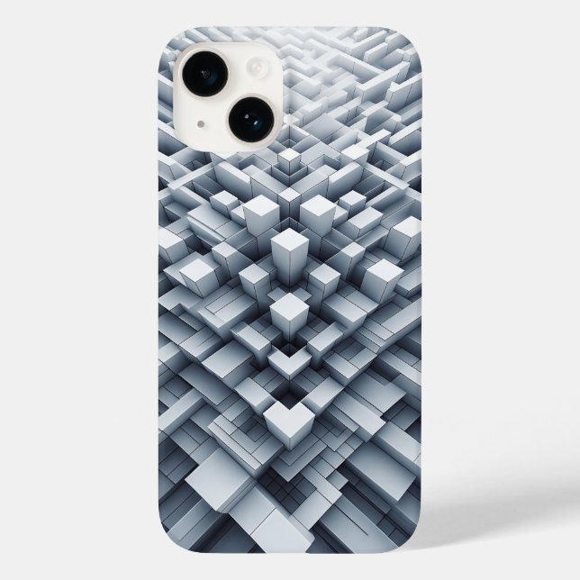 3D White Geometric Block Phone Case Abstract Cube (Baksida)