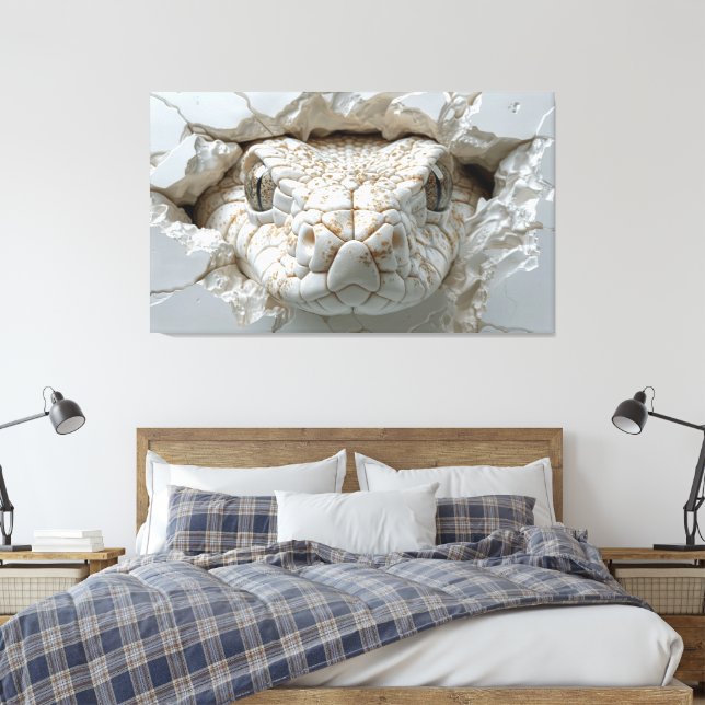 3D White Kung Cobra Snake Porträtt Canvas Wall Art (Insitu (sovrum))