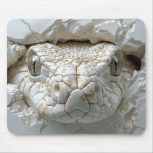 3D White Kung Cobra Snake Porträtt Mouse Pad Musmatta