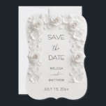 3D White Roses Save The Date Card Spara Datumet<br><div class="desc">3D white paper cut roses save the date card.</div>