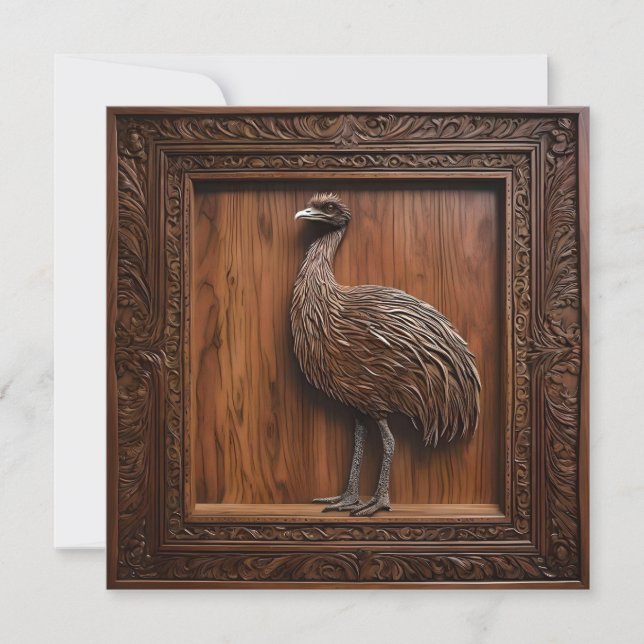 3d Wood Australian Emu Print Inbjudningar (Framsida)