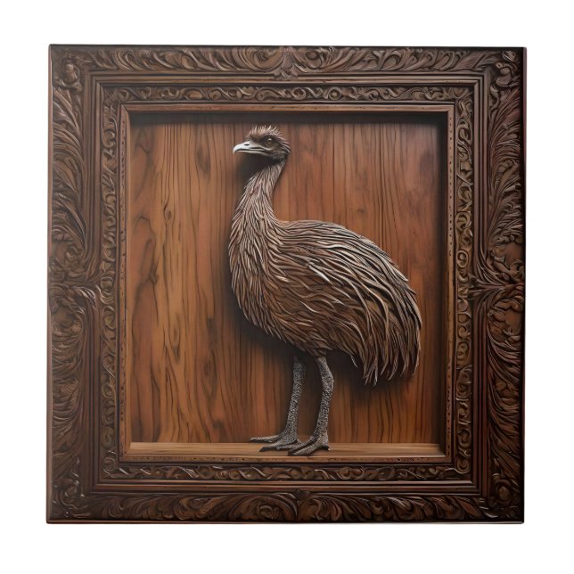 3d Wood Australian Emu Print Kakelplatta (Framsidan)