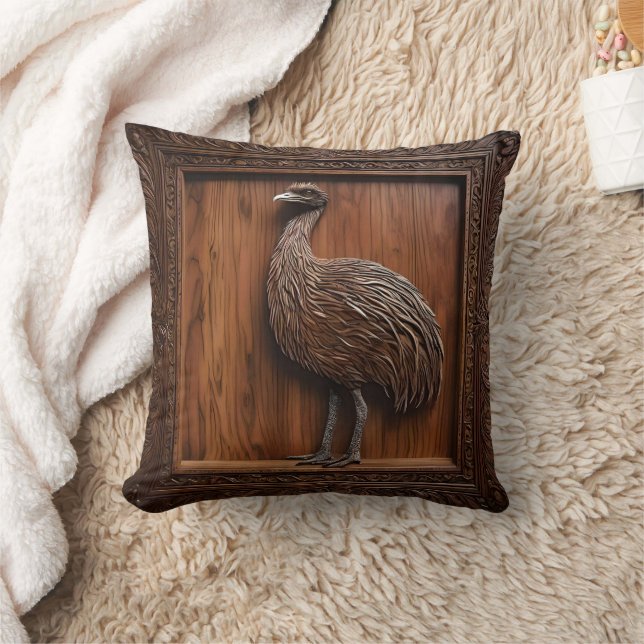 3d Wood Australian Emu Print Kudde (Filt)