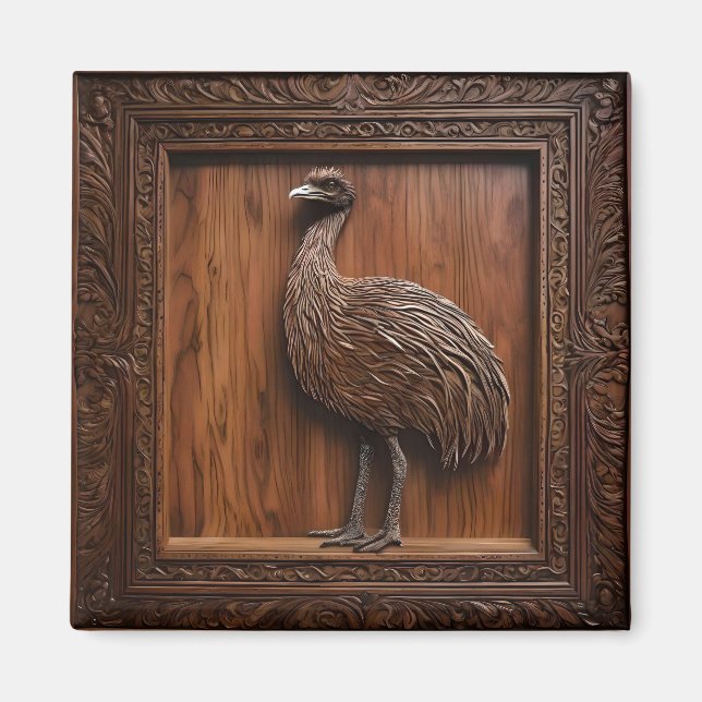 3d Wood Australian Emu Print Magnet (Framsidan)