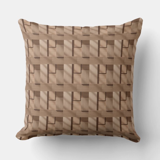 3D Wooden Block Pattern with Light Brown Grain and Kudde (Framsida)