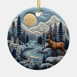 3D Woodland Reindeer Chirstmas Animal Julgransprydnad Keramik