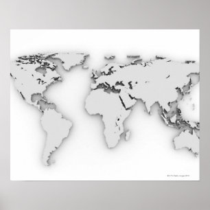 3D World map, datorgenererad bild Poster