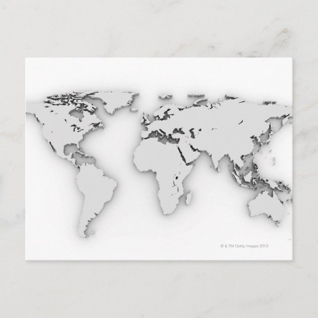 3D World map, datorgenererad bild Vykort (Framsida)