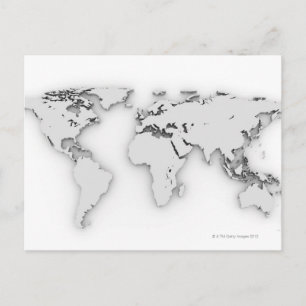 3D World map, datorgenererad bild Vykort