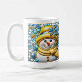 3D Yellow Christmas Snowman Kaffemugg