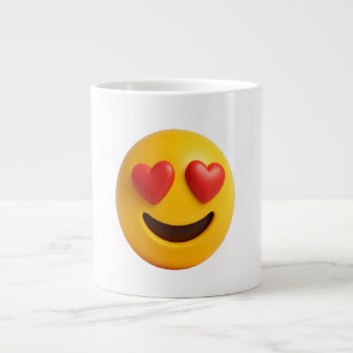 3d yellow smiling emoji face with heart shaped eye jumbo mugg