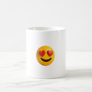 3d yellow smiling emoji face with heart shaped eye kaffemugg