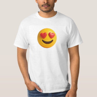 3d yellow smiling emoji face with heart shaped eye t shirt