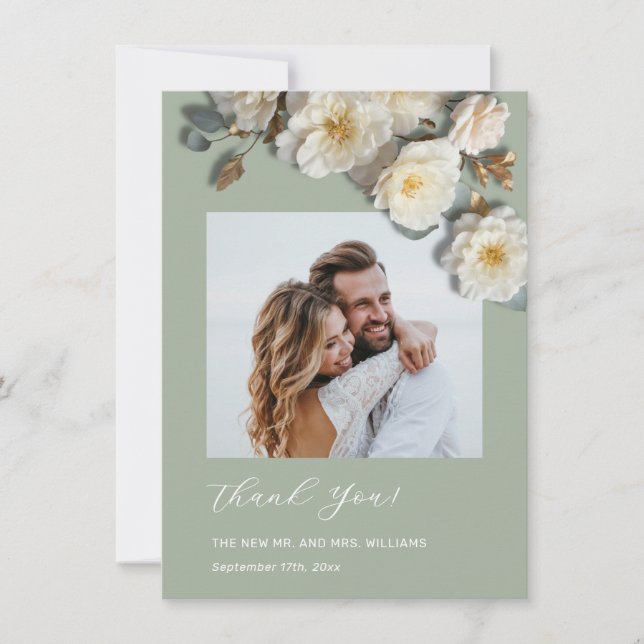 3D Yellow White Roses Tack Kort (Framsida)