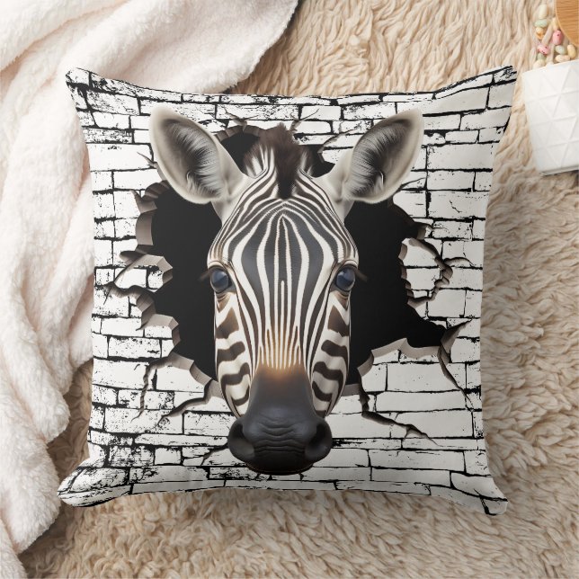 3D Zebra Wall Break Art – Realistic Safari Kudde (Filt)