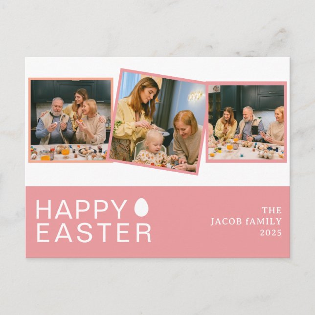 3foto för Modern Blating Påsk Family Helg Vykort (Framsida)