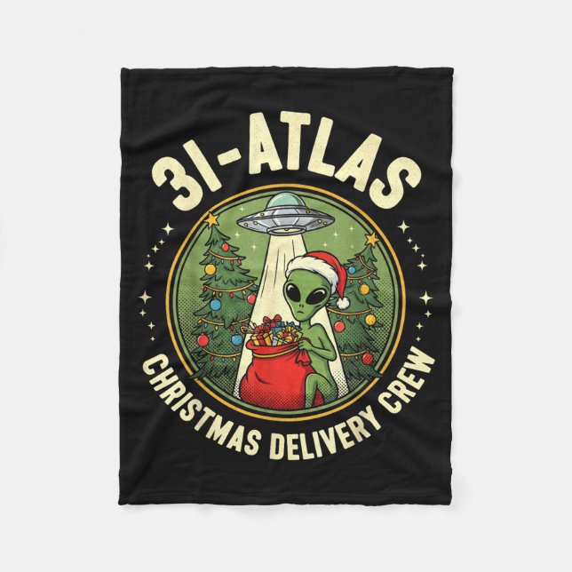3i_atlas Christmas Delivery Crew Alien Santa Space Fleecefilt (Framsidan)