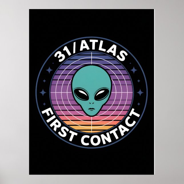 3I Atlas Glitch Style Sci-Fi Retro Rym Roligt  Poster (Framsidan)