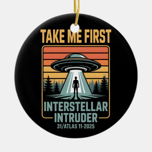 3I Atlas Glitch Style Sci Fi Retro Rymd Rolig Julgransprydnad Keramik (Framsidan)