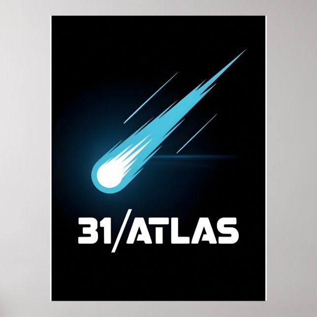 3I Atlas Glitch Style Sci Fi Retro Rymd Rolig Poster (Framsidan)