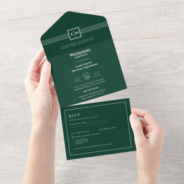 3in1 Emerald Grönt Monokrome OSA Text Bröllop (Avrivbar del)