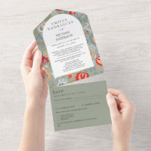 3in1 PHOTO-Blommigt för Oliv grönt folkart Blommig