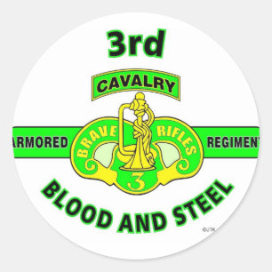 3RD ARMORED KAVALLERI REGIMENT "MODIGA GEVÄR " RUNT KLISTERMÄRKE