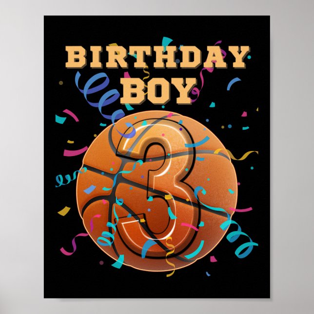 3rd Birthday Boy Three 3 Years Old Sketll Players  Poster (Framsidan)