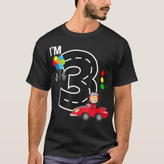 3rd Birthday Boys Race Car RaceCar 3 Year Old T Shirt