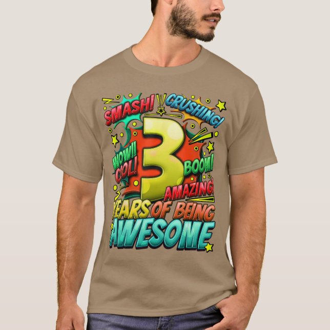 3rd Birthday Comic Style Awesome Since 2020 3 Year T Shirt (Framsida)