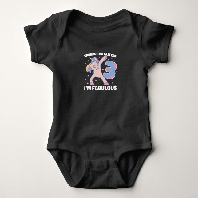 3Rd Birthday Dabbing Unicorn T Shirt (Framsida)