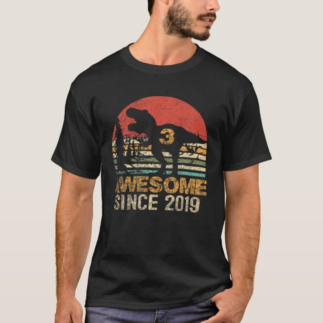 3Rd Birthday Dinosaur T Rex 3 Year Old Awesome Sin Shirt (Framsida)