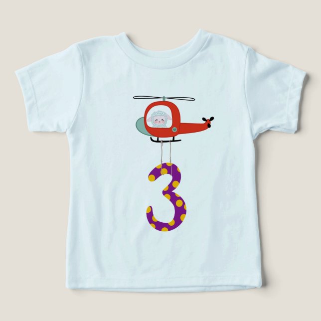 3rd Birthday Firefighter Helicopter Shirt T Shirt (Design Framsida)