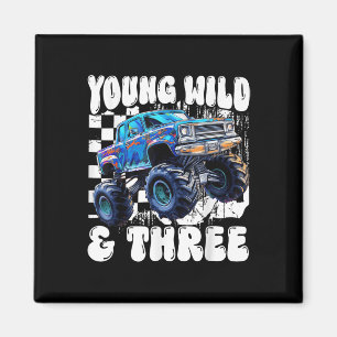 3rd Birthday Monster Truck Ung Vild Och Tre 3 Magnet