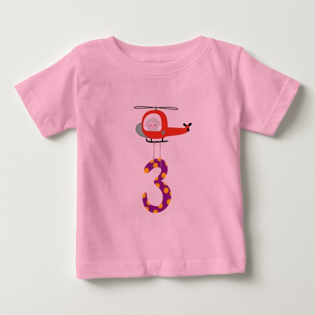 3rd Birthday Shirt, Helicopter, Sheep Fire Fighter T Shirt (Framsida)