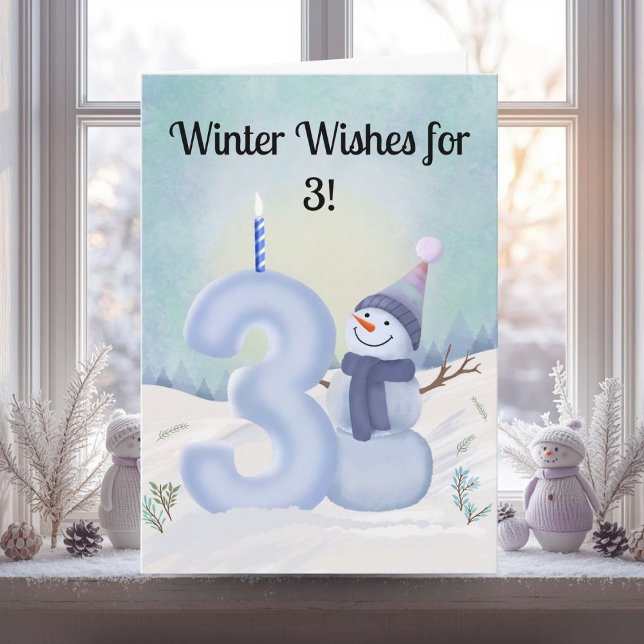  3rd Birthday Snowman with Snowy Three Kort (Skapare uppladdad)