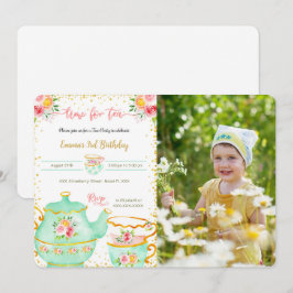 3RD Birthday Tea Party fotoinbjudan Inbjudningar