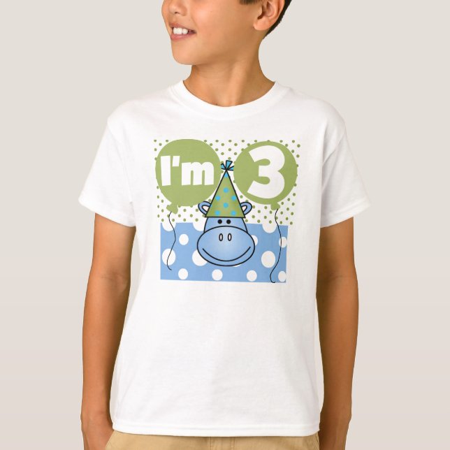 3rd födelsedag för blåttflodhäst t-shirt (Framsida)
