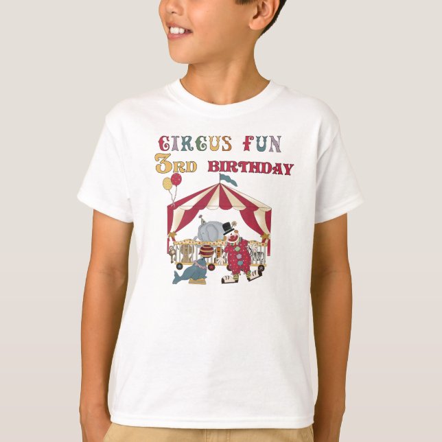 3rd födelsedag för cirkusroligt t-shirt (Framsida)