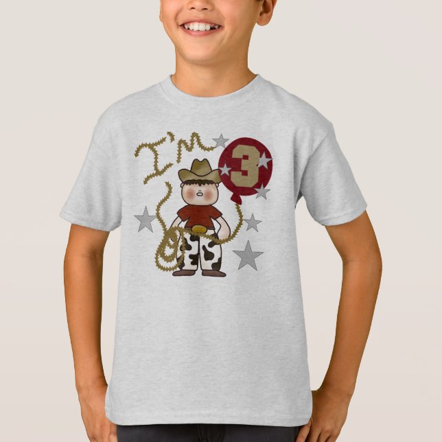 3rd födelsedag för Cowboy T-shirt (Framsida)