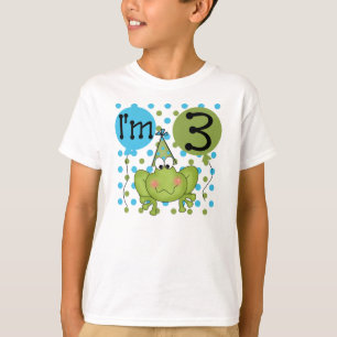 3rd födelsedag för groda (blått) t-shirt