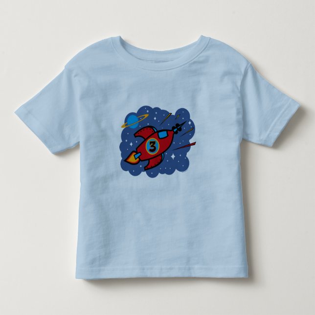 3rd födelsedag för raketfrakt t-shirt (Framsida)
