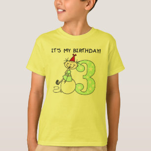 3rd födelsedag för stick figurflicka tee