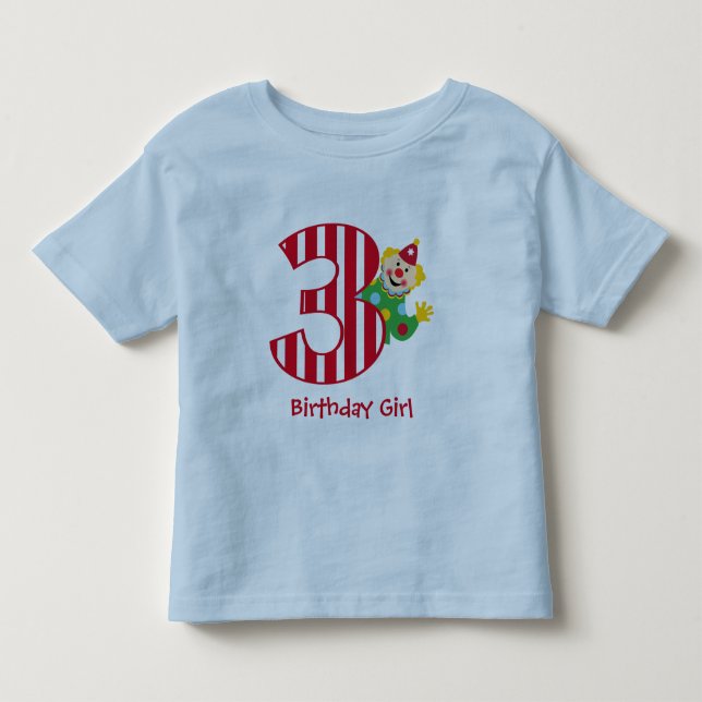 3rd Födelsedag som vinkar cirkusclownT-tröja T-shirt (Framsida)