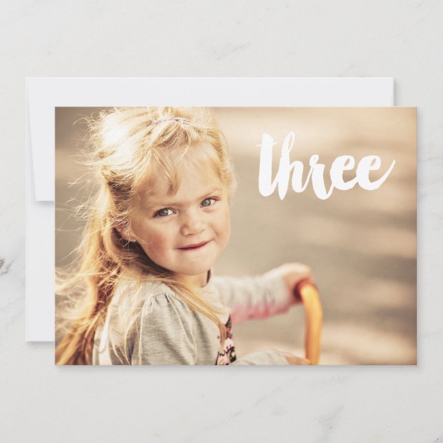 3rd Födelsedagen numrerar tre som fotoet överdrar Inbjudningar (Framsida)
