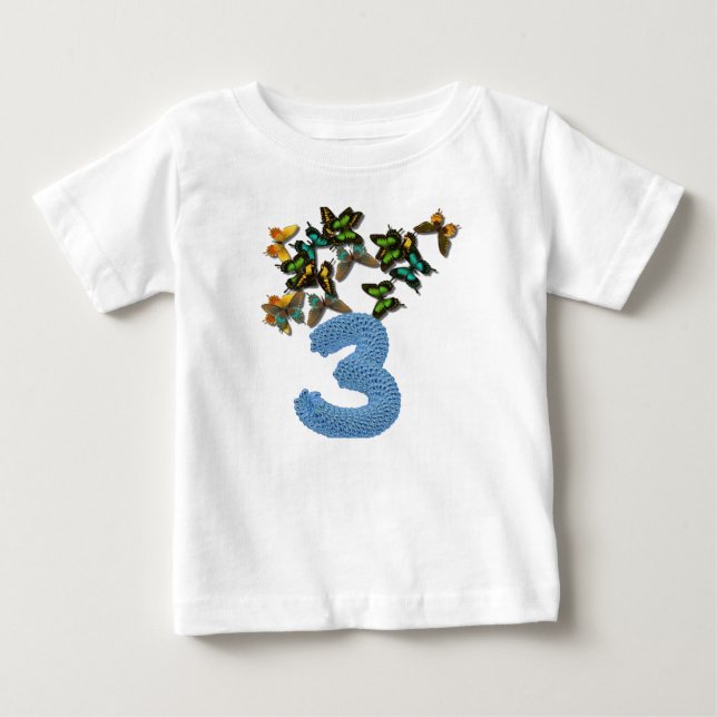 3rd födelsedagfjärilar tee (Framsida)