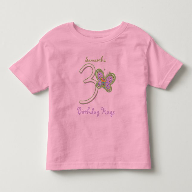3rd Födelsedagfjärilen kramar anpassningsbarnamn Tee Shirt (Framsida)